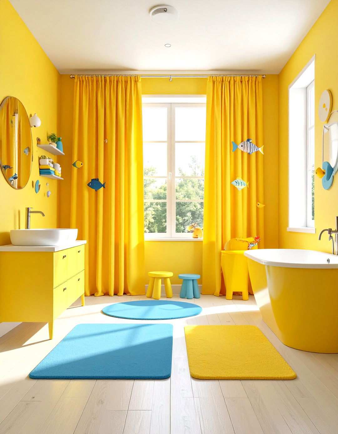 Sunshine Yellow Kids Bathroom Paradise - 24 Yellow Bathroom Ideas