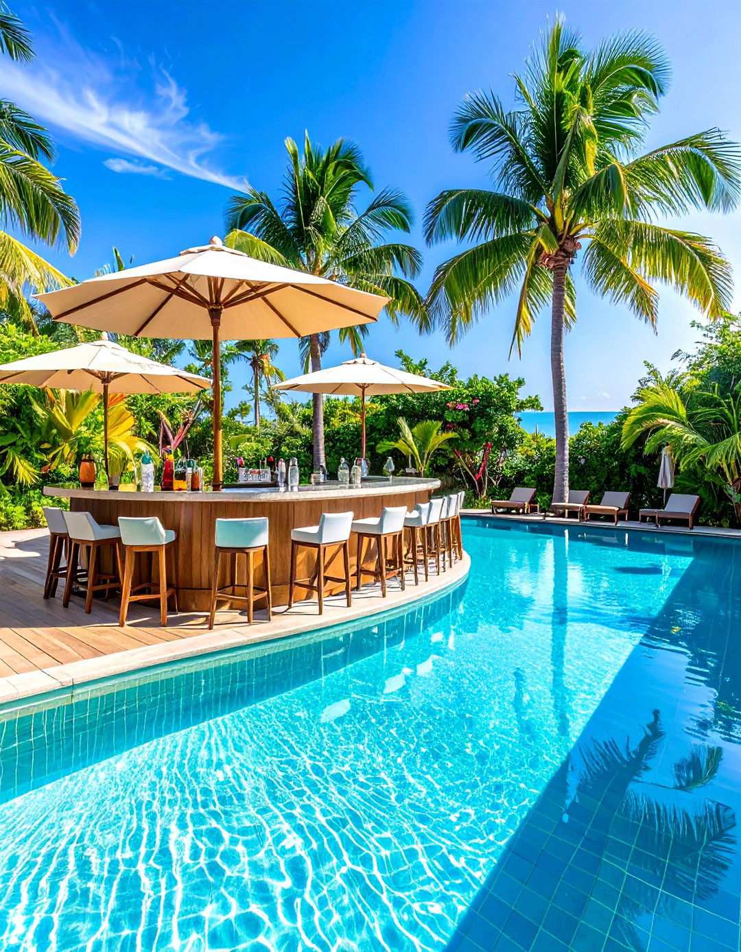 Swim Up Bar Paradise - 24 Lagoon Pool Design Ideas