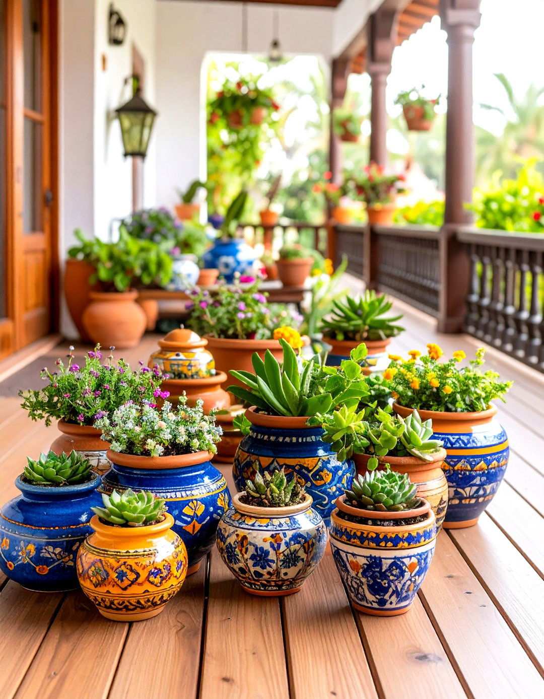 Talavera Pottery Accent Porch - 24 spanish style front porch ideas