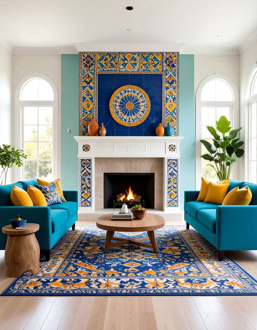 Talavera Tile Accent Fireplace - 24 Spanish Style Fireplace Ideas