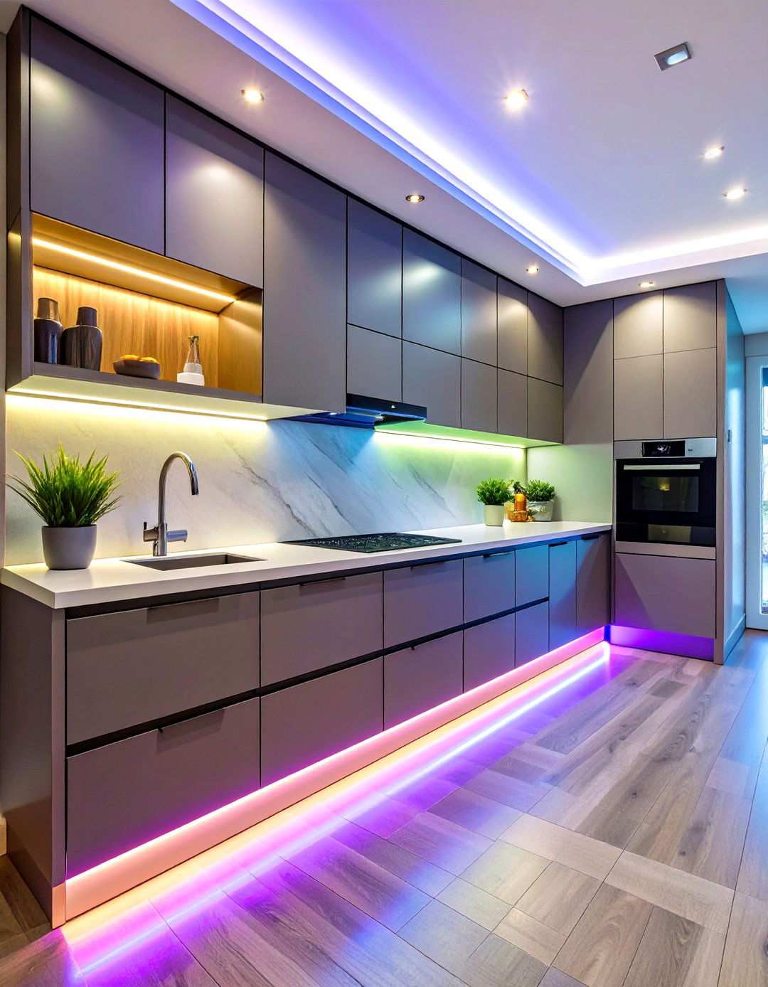 Tape Light Border Accent - 24 Small Kitchen Lighting Ideas