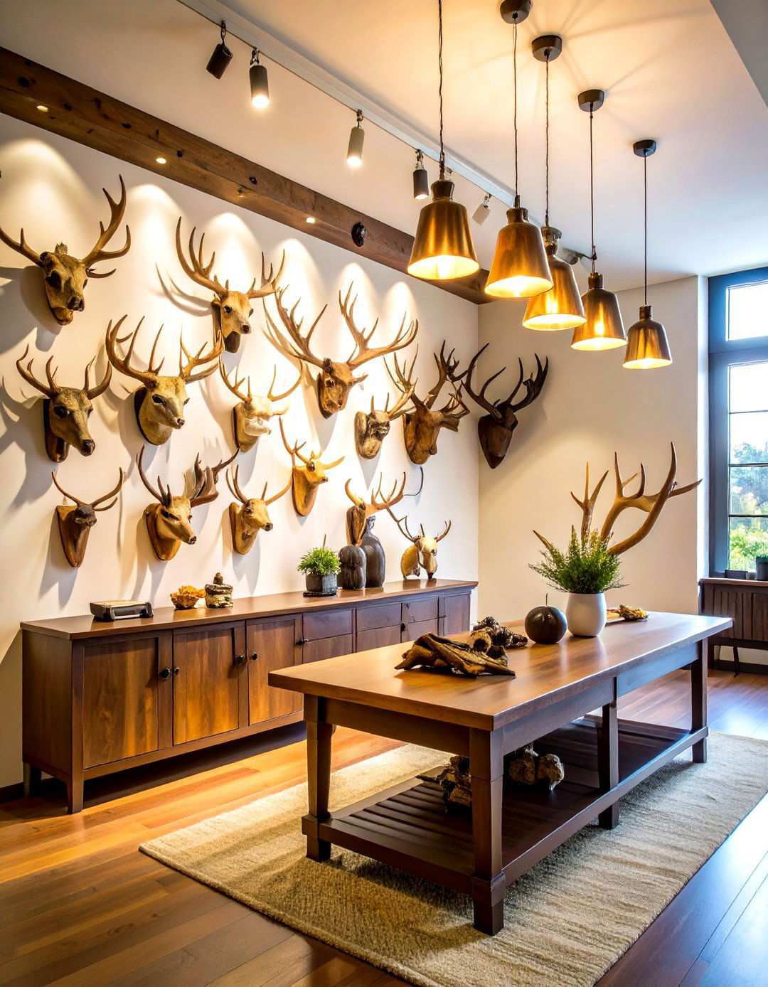 Taxidermy Display Arrangement - 24 Hunting Man Cave Ideas