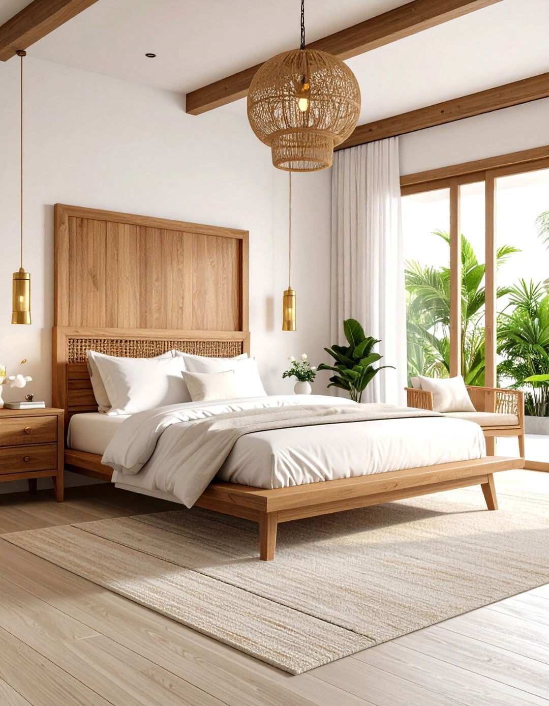 Teak Wood Tropical Bedroom Elegance - 24 Tropical Bedroom Ideas