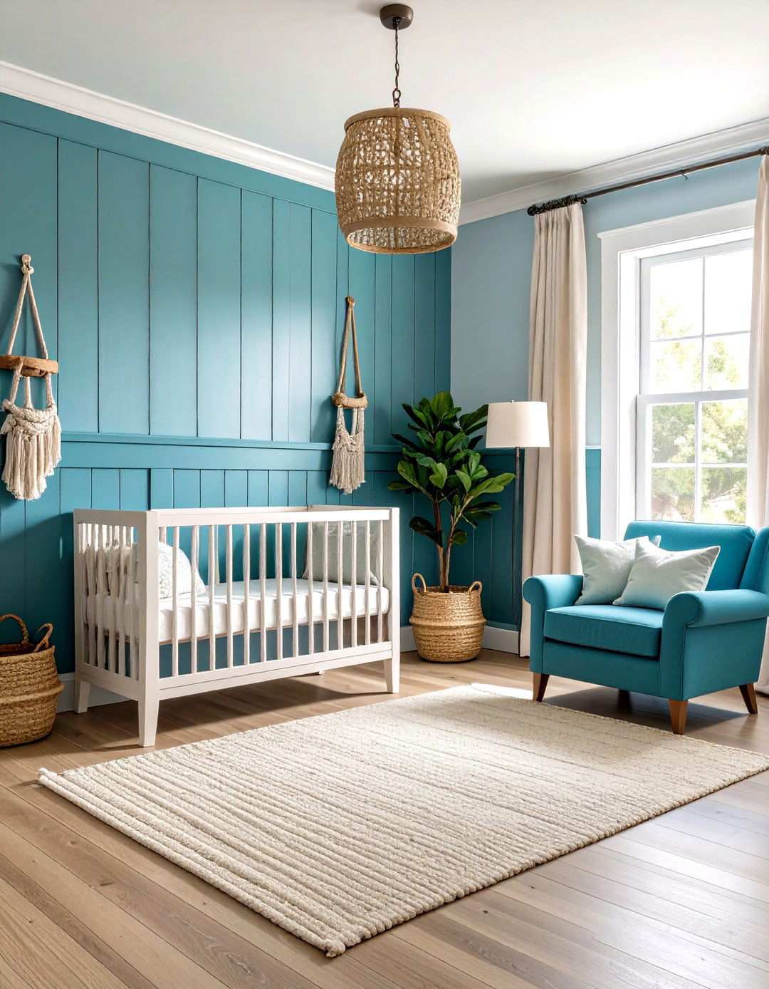 Teal Board and Batten with Ocean Adventure - 24 Wainscoting Nursery Ideas