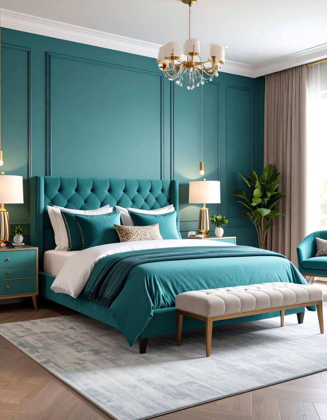 Teal Green Sophisticated Bedroom - 24 Light Green Bedroom Ideas