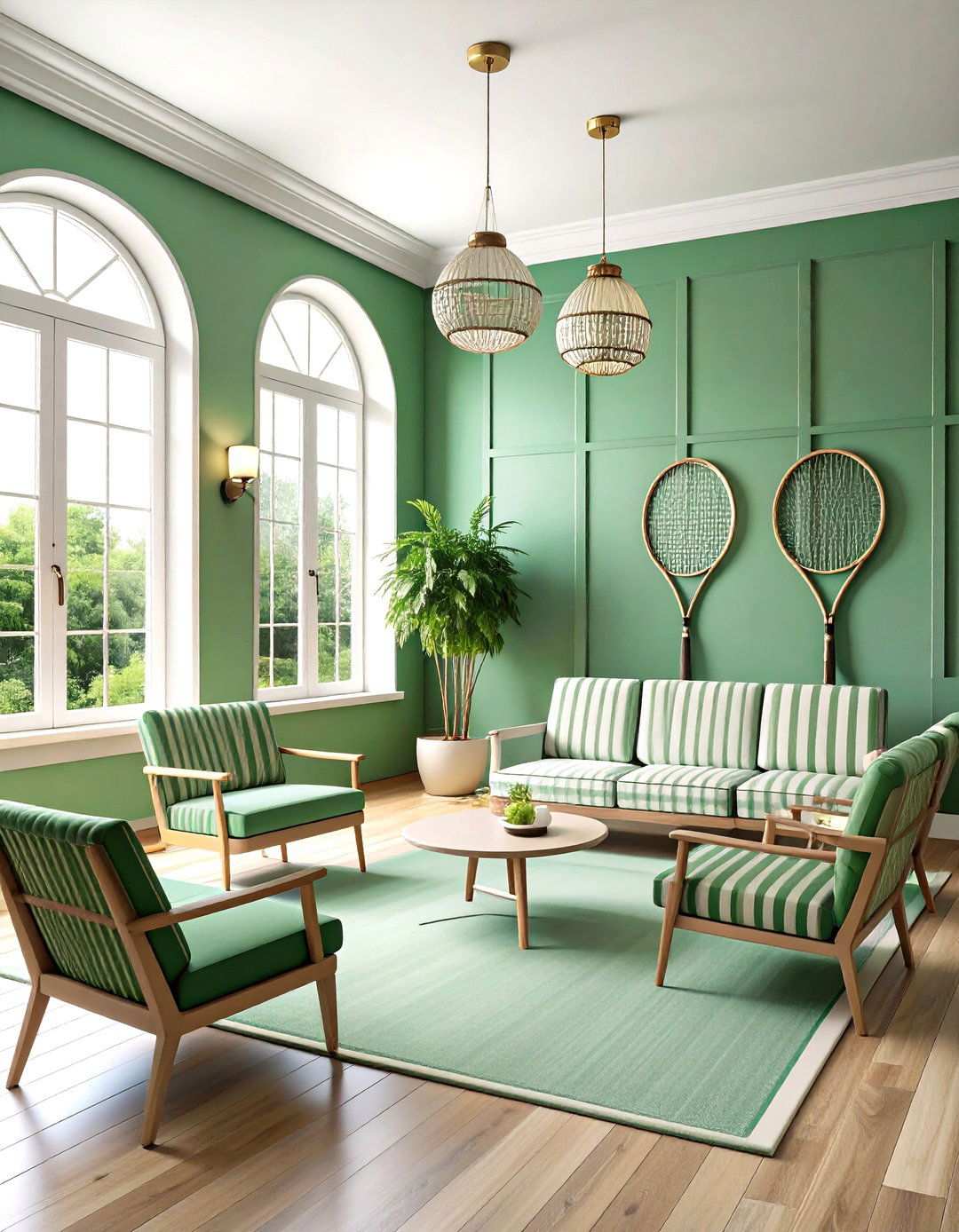 Tennis Club Inspired Recreation Space - 24 Preppy Room Ideas