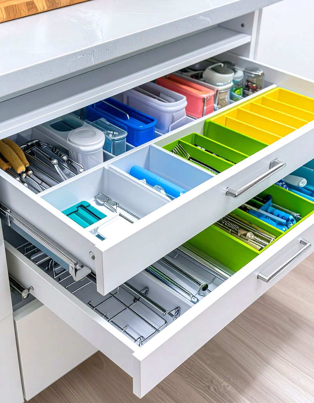 Tension Rod Lid Management - 24 Tupperware Organization Ideas
