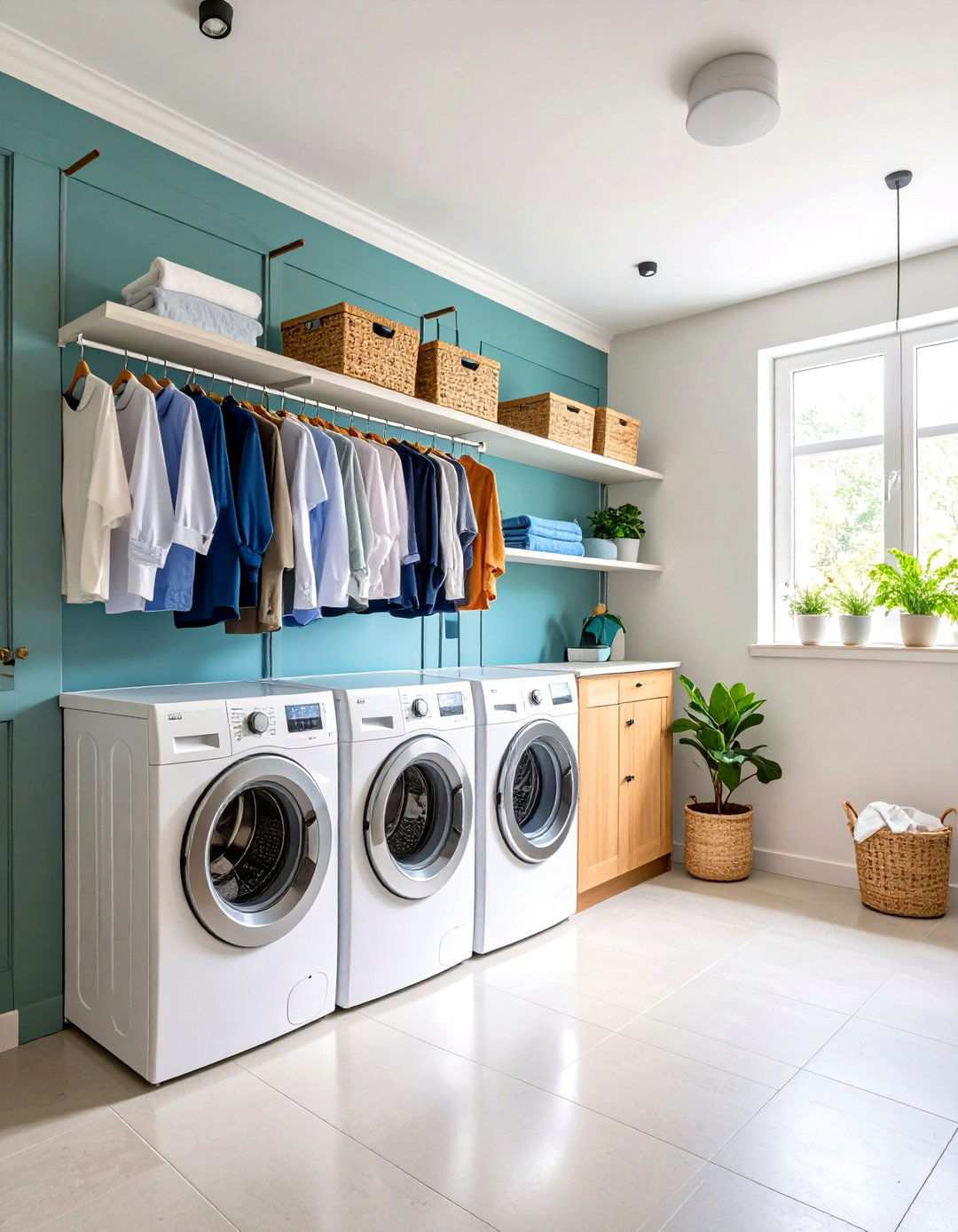 Tension Rod Multi Use Systems - 24 Small Laundry Room Ideas With a Top Load Washing Machine