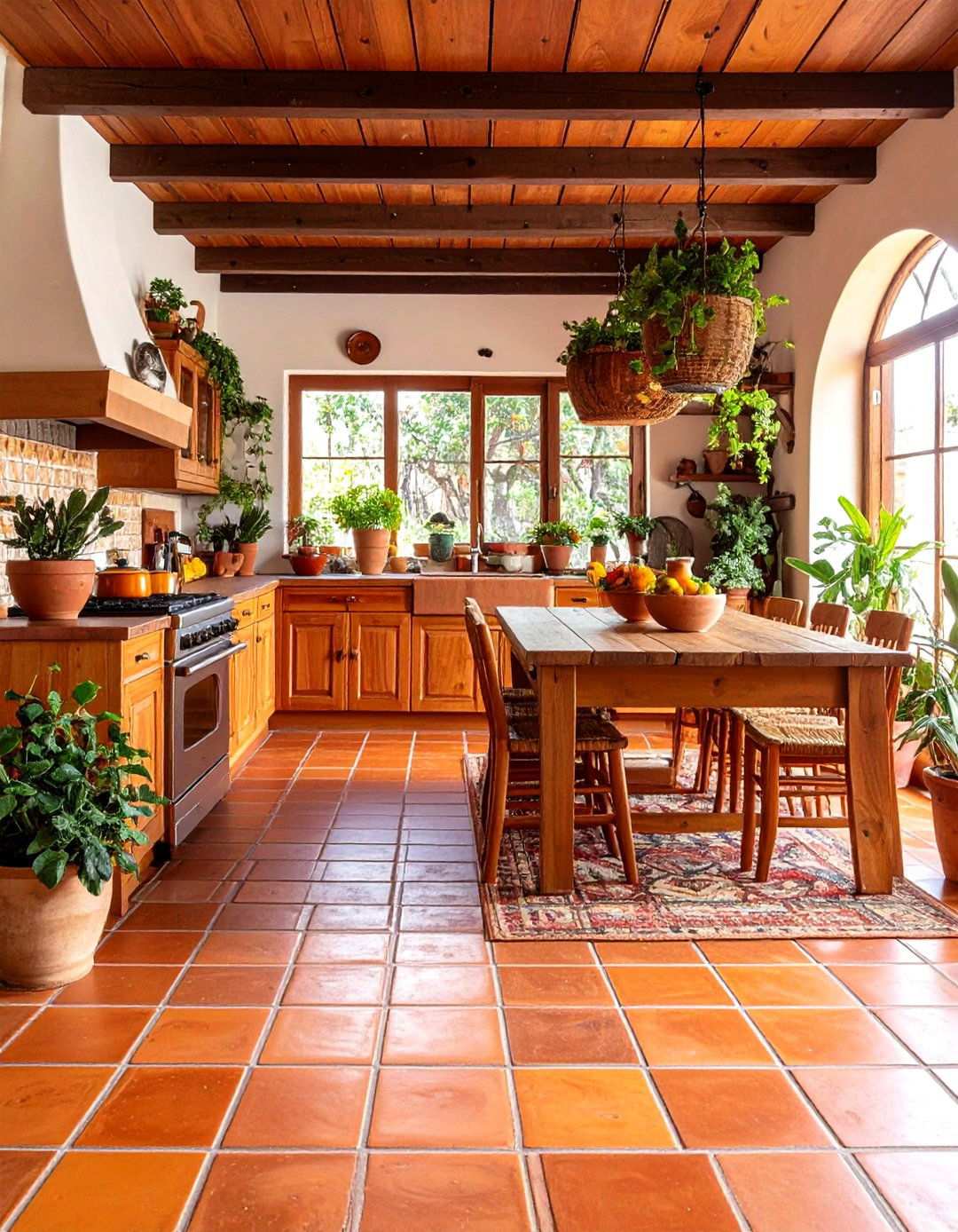 Terra Cotta Floor Mexican Kitchen Designs - 24 Mexican Kitchen Ideas