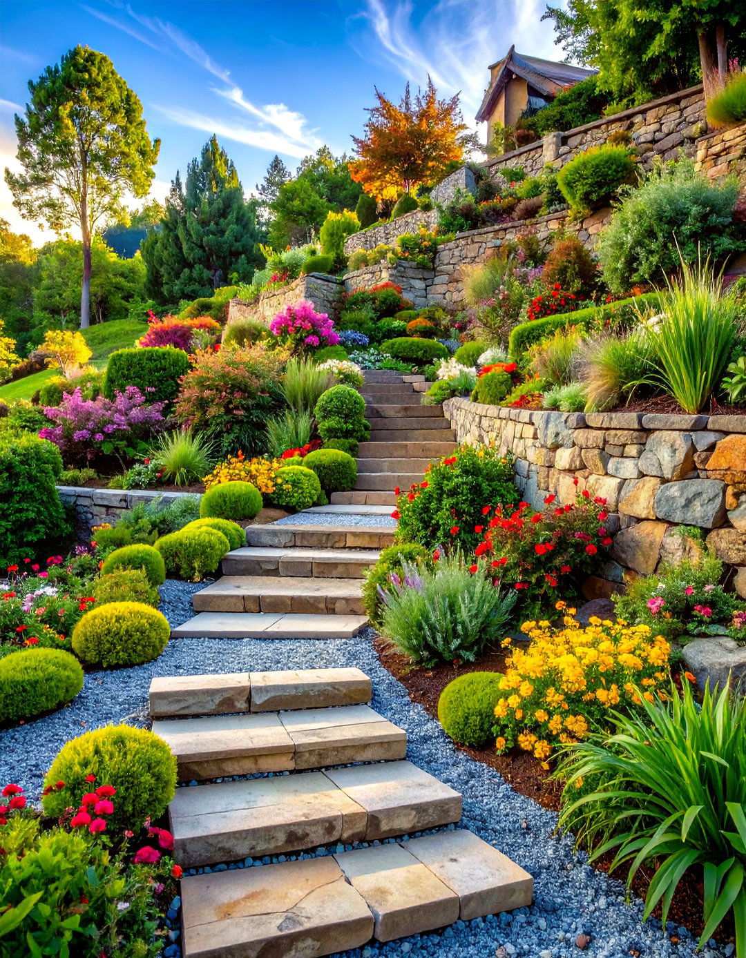 Terraced Hillside Garden - 24 Rock Garden Ideas