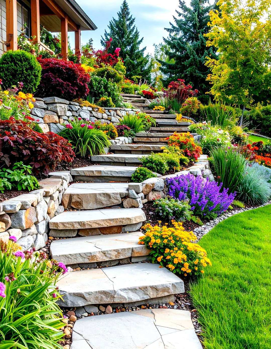 Terraced Slope Solution - 24 Small Front Yard Landscaping Ideas