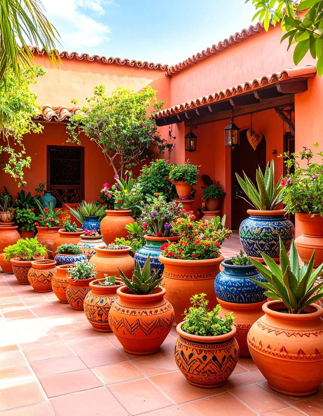 Terracotta and Clay Pottery Accents - 24 Mexican Style House Design Ideas