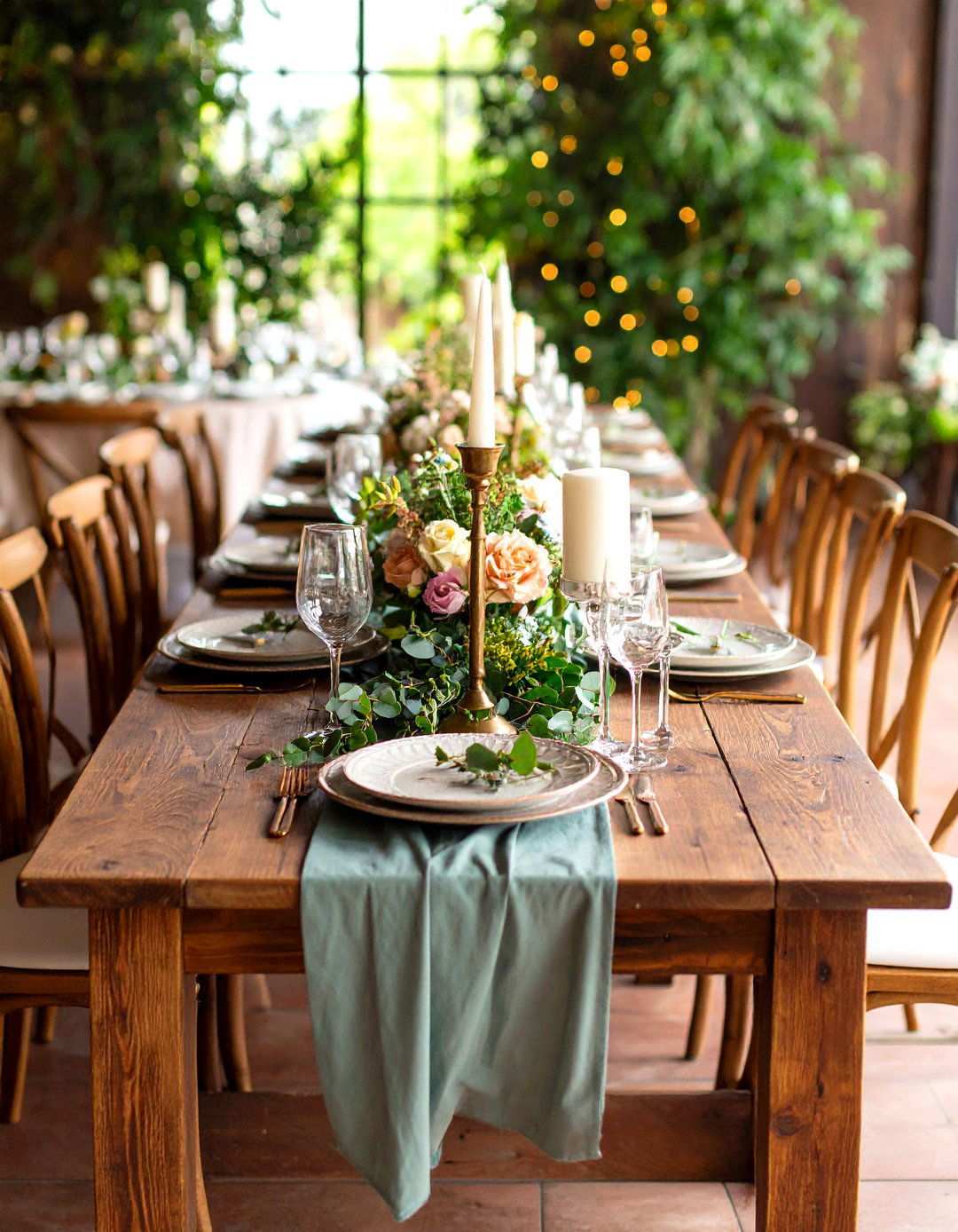 Terracotta and Sage Green Rustic Table Settings - 24 Terracotta Wedding Décor Ideas
