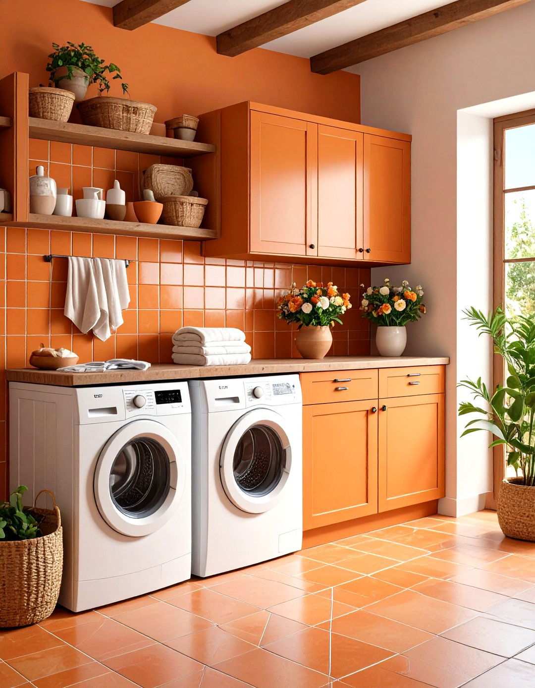 Terracotta Clay Tile Backsplash - 24 Laundry Room Backsplash Ideas