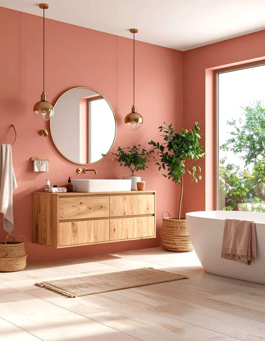 Terracotta Pink Earth Tone - 24 Pink Bathroom Ideas