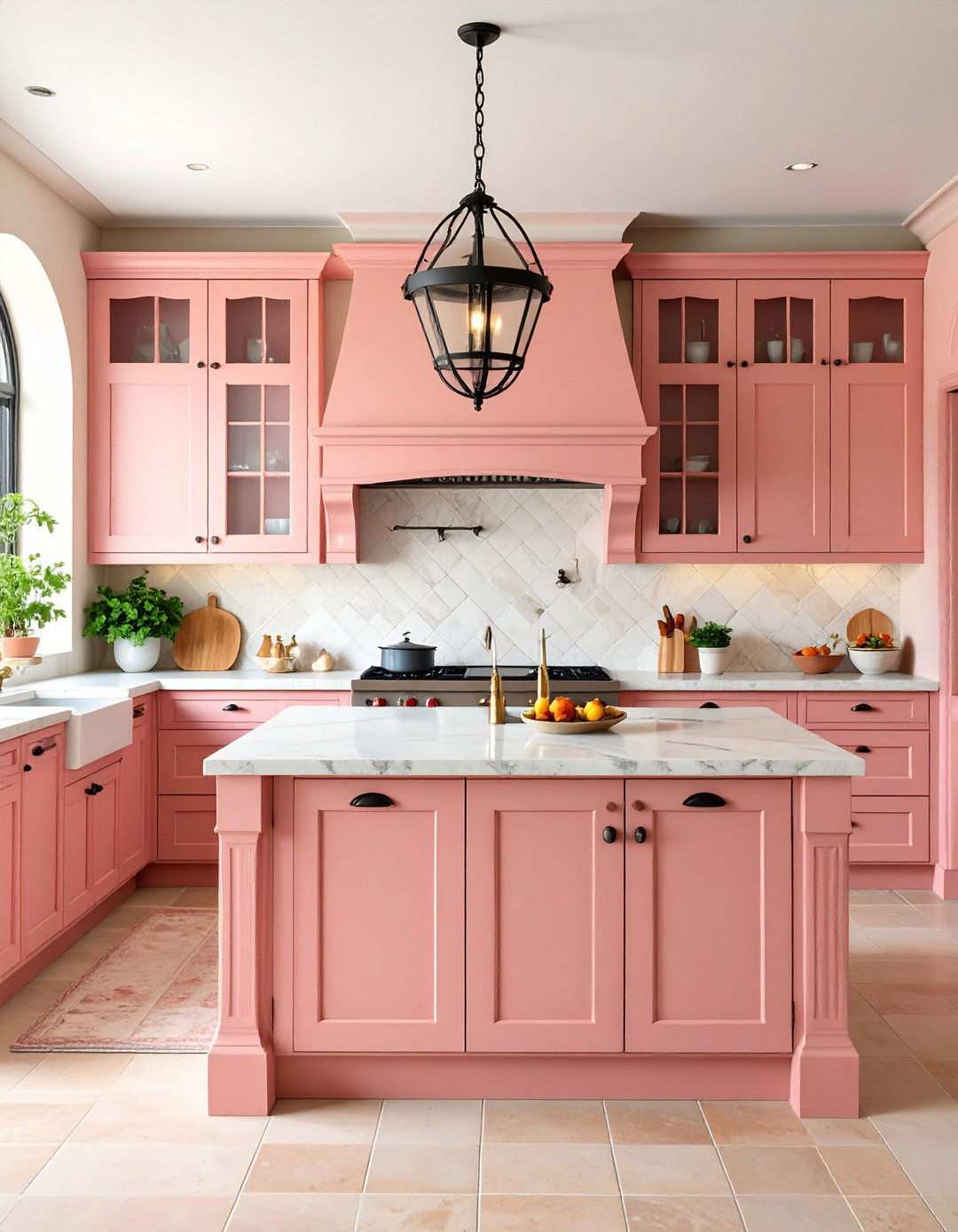 Terracotta Pink Mediterranean Kitchen - 24 Pink Kitchen Ideas