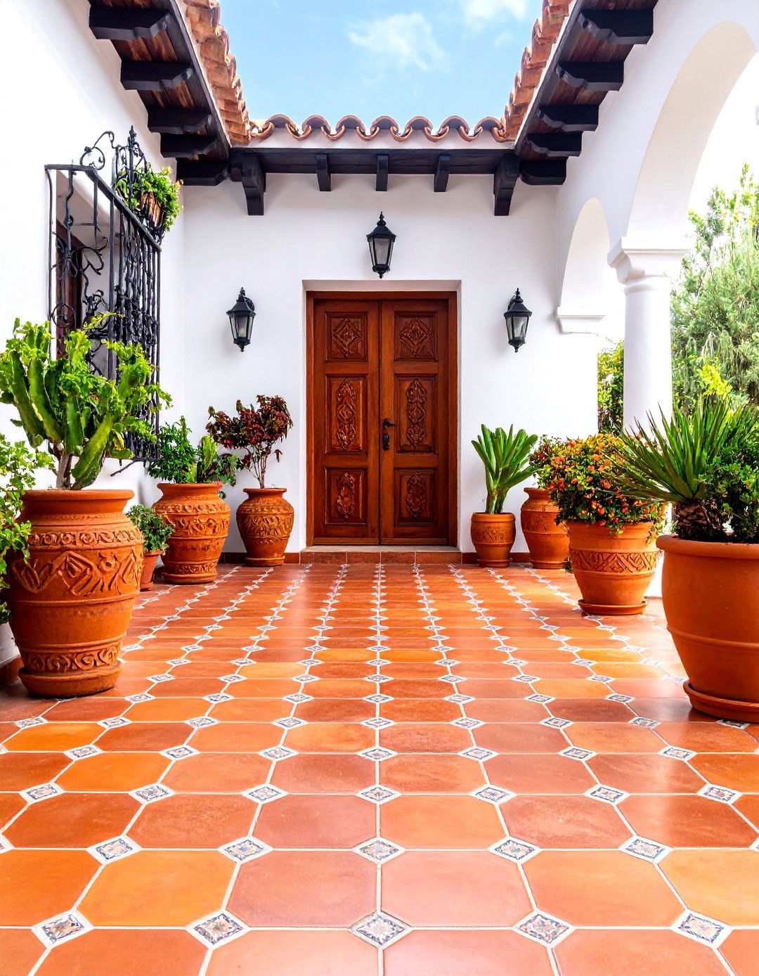 Terracotta Tile Foundation Porch - 24 spanish style front porch ideas
