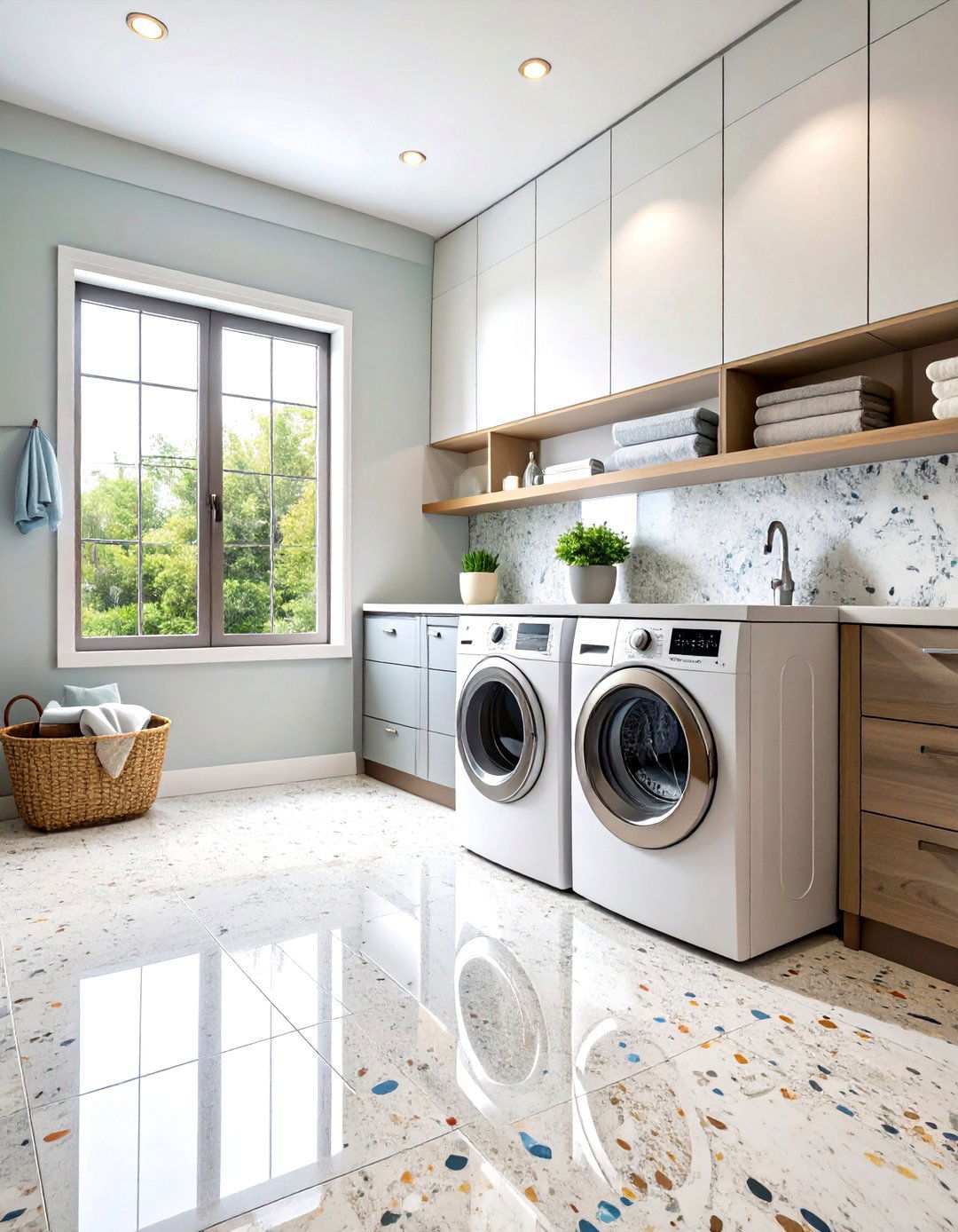 Terrazzo Composite Tiles - 24 Laundry Room Floor Ideas