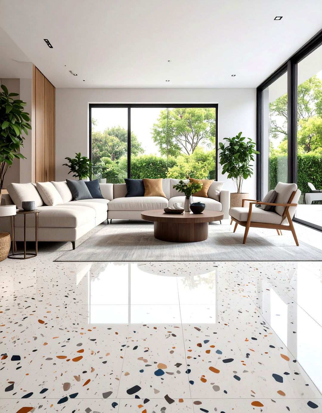 Terrazzo Flooring Installations - 24 Mid-Century Modern Living Room Ideas