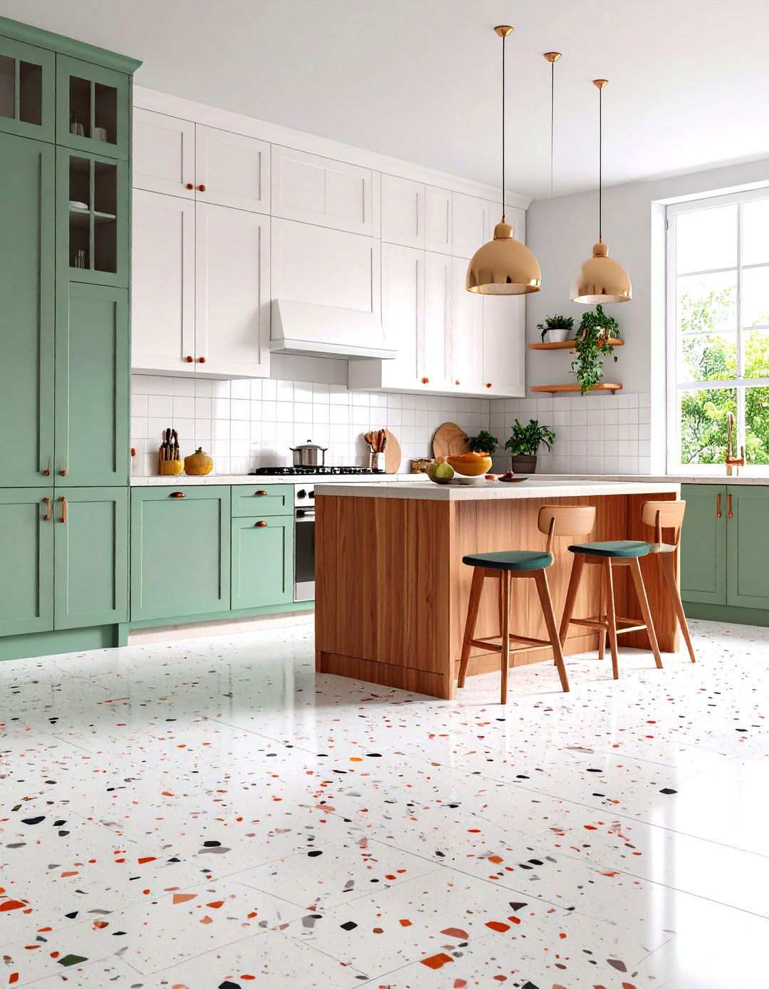 Terrazzo Kitchen Floor Tiles with Speckled Beauty - 24 Kitchen Floor Tile Ideas