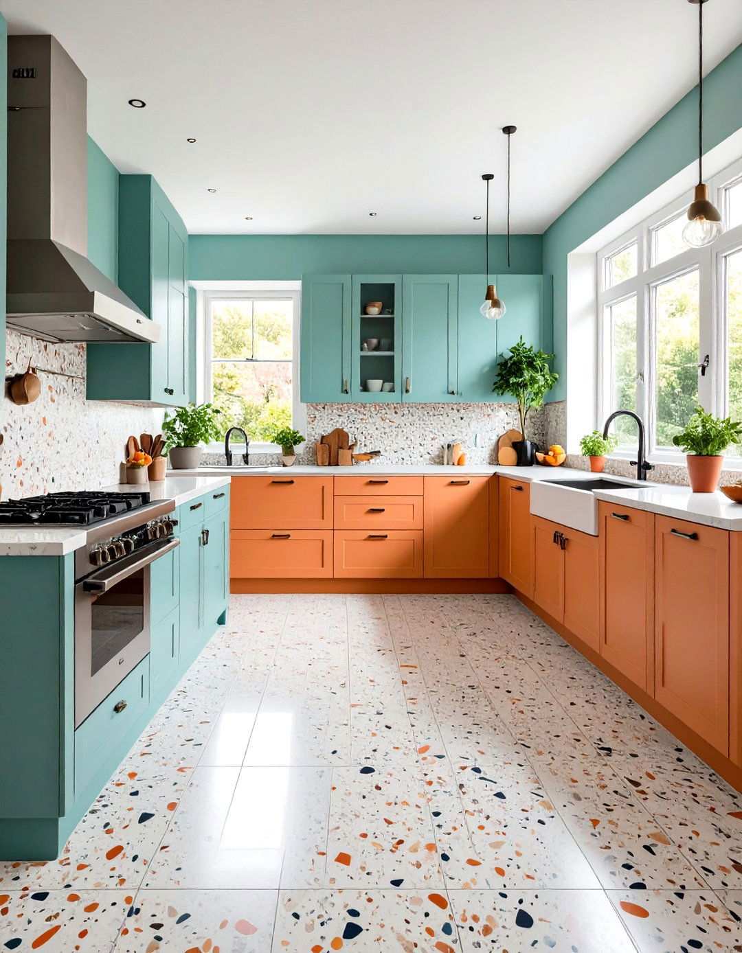 Terrazzo Kitchen Floor with Matching Countertops - 24 Terrazzo Kitchen Floor Ideas