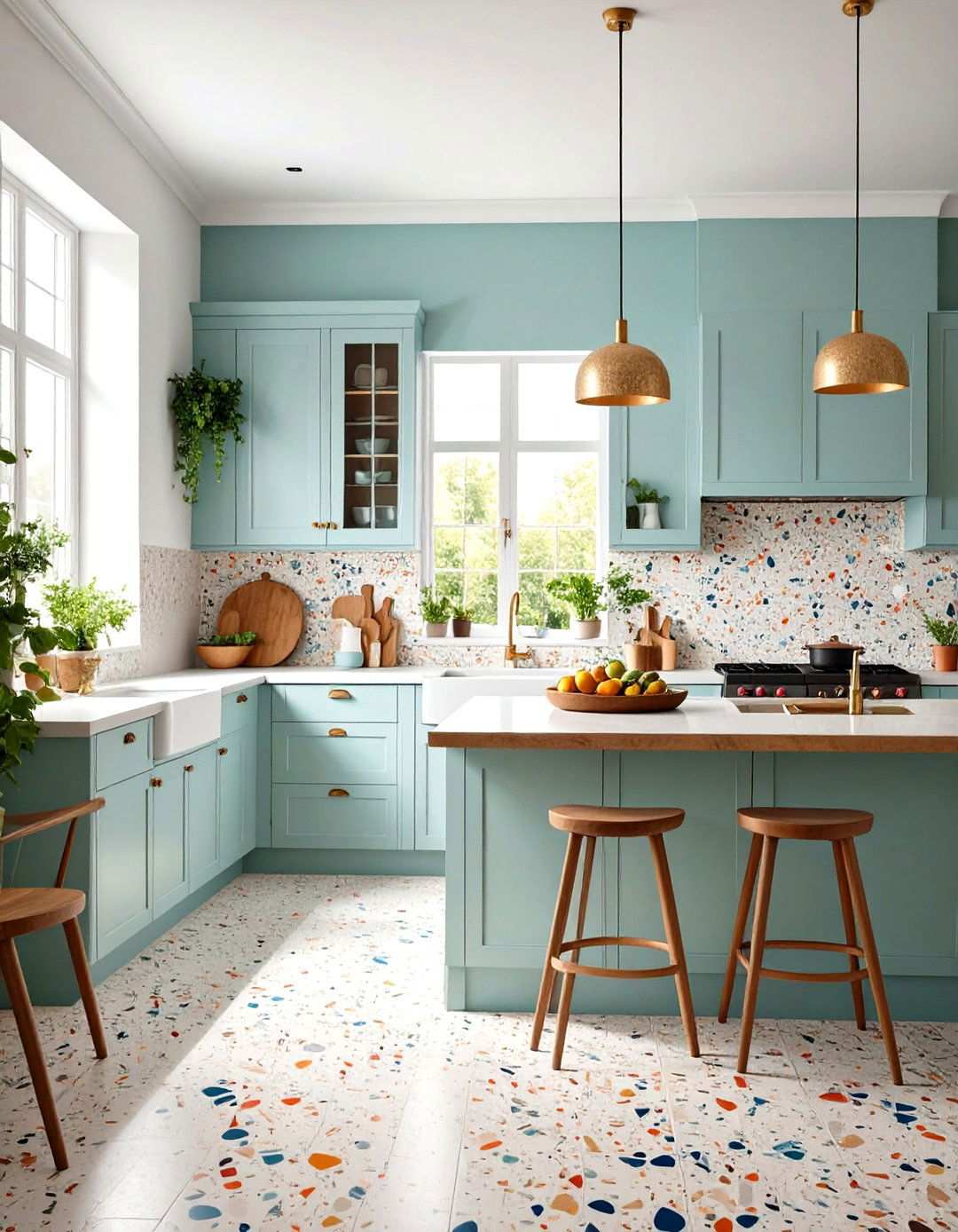 Terrazzo Mosaic Small Format Kitchen Tiles - 24 Kitchen Floor Ideas