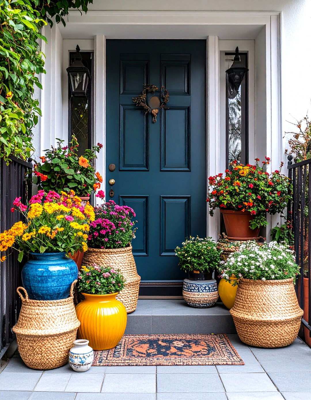 Textural Mixed Media Display - 24 Spring Front Door Decor Ideas