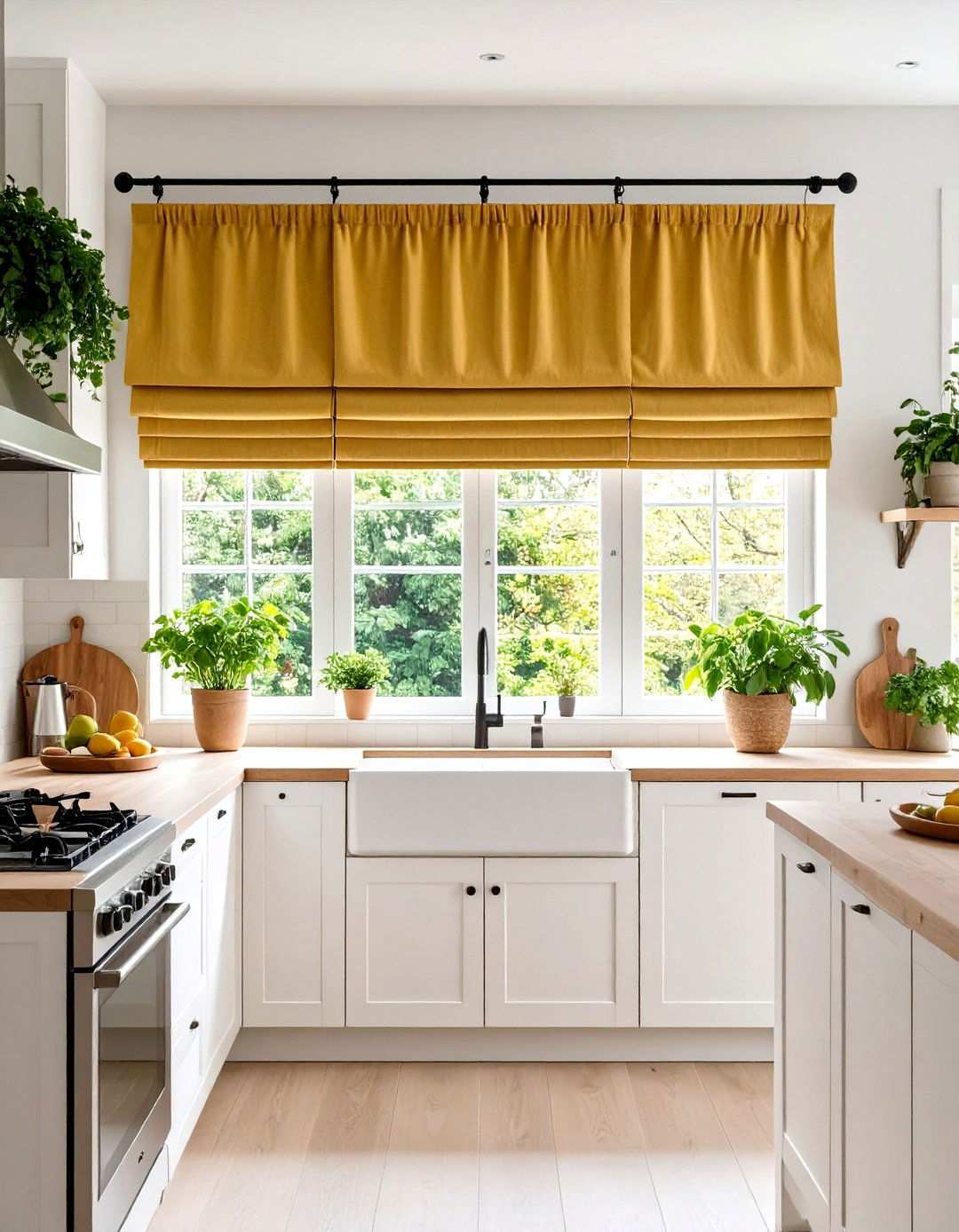 Textured Fabric Kitchen Valance with Tactile Interest - 24 Kitchen Valance Ideas