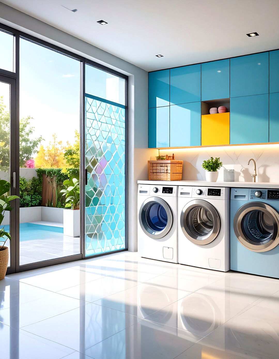 Textured Glass Door with Privacy and Light Balance - 24 Laundry Room Door Ideas