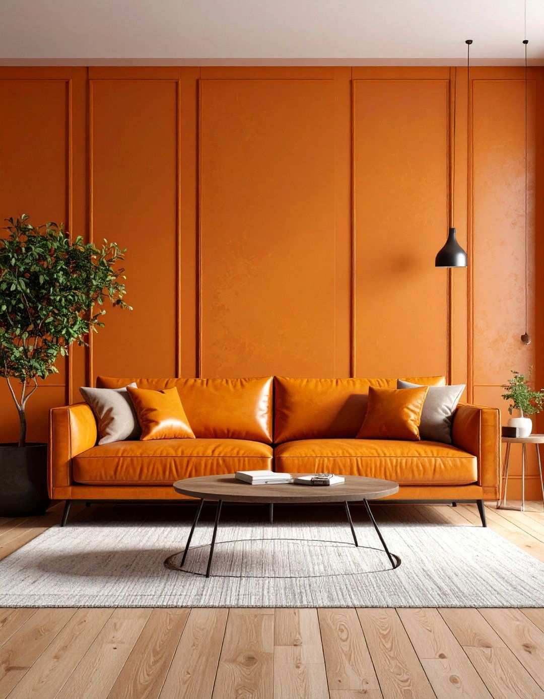 Textured Orange Grey Living Room - 24 Orange and Grey Living Room Ideas