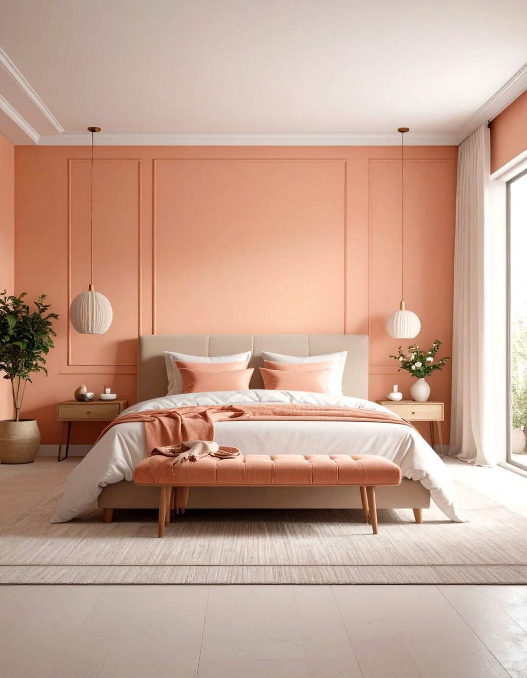Textured Peach Plaster Bedroom - 24 Peach Bedroom Ideas