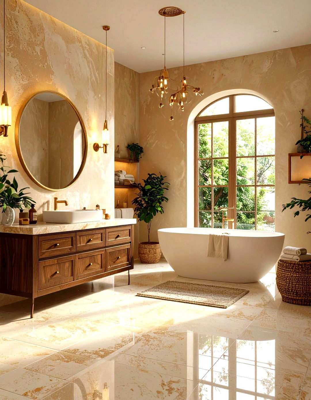 Textured Plaster Wall Bathroom - 24 Tuscan Bathroom Ideas