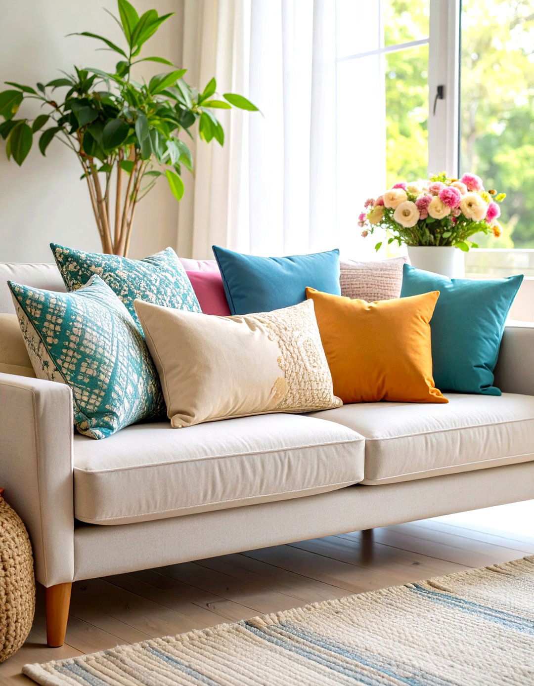 Textured Throw Pillow Combinations - 24 Spring Decor Ideas