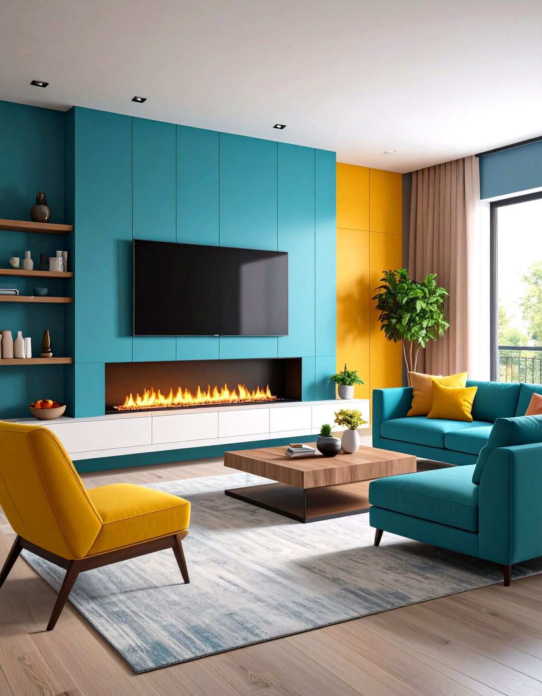 Textured Wall Linear Fireplace with Pattern Interest - 24 Linear Fireplace Ideas With Tv Above
