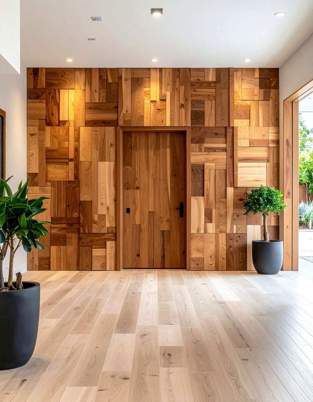 Textured Wood Mosaic Accent Wall - 24 Wood Accent Wall Ideas