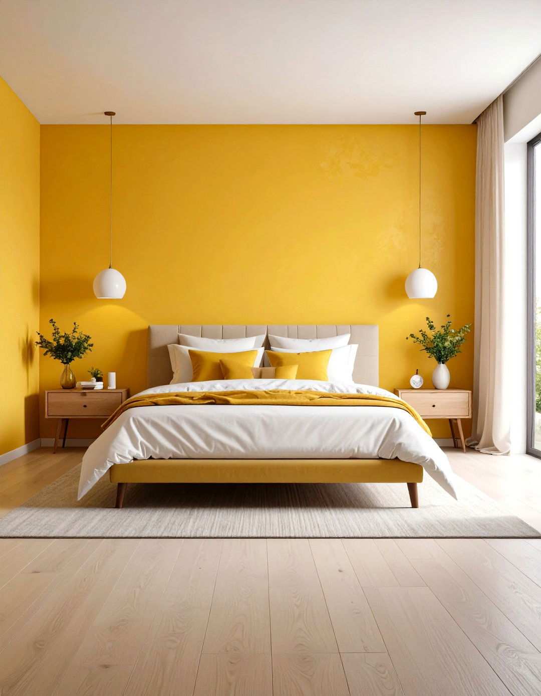 Textured Yellow Wall Bedroom Design - 24 Yellow Bedroom Ideas
