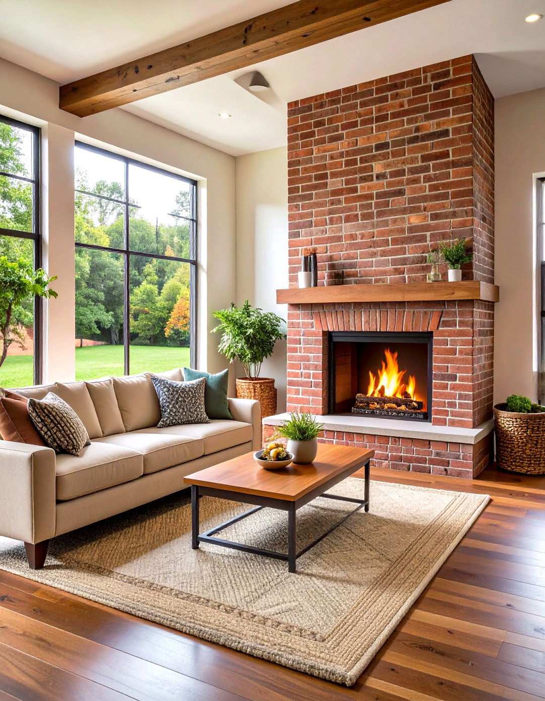Thin Brick Veneer Modern Rustic Style - 24 Rustic Brick Fireplace Ideas
