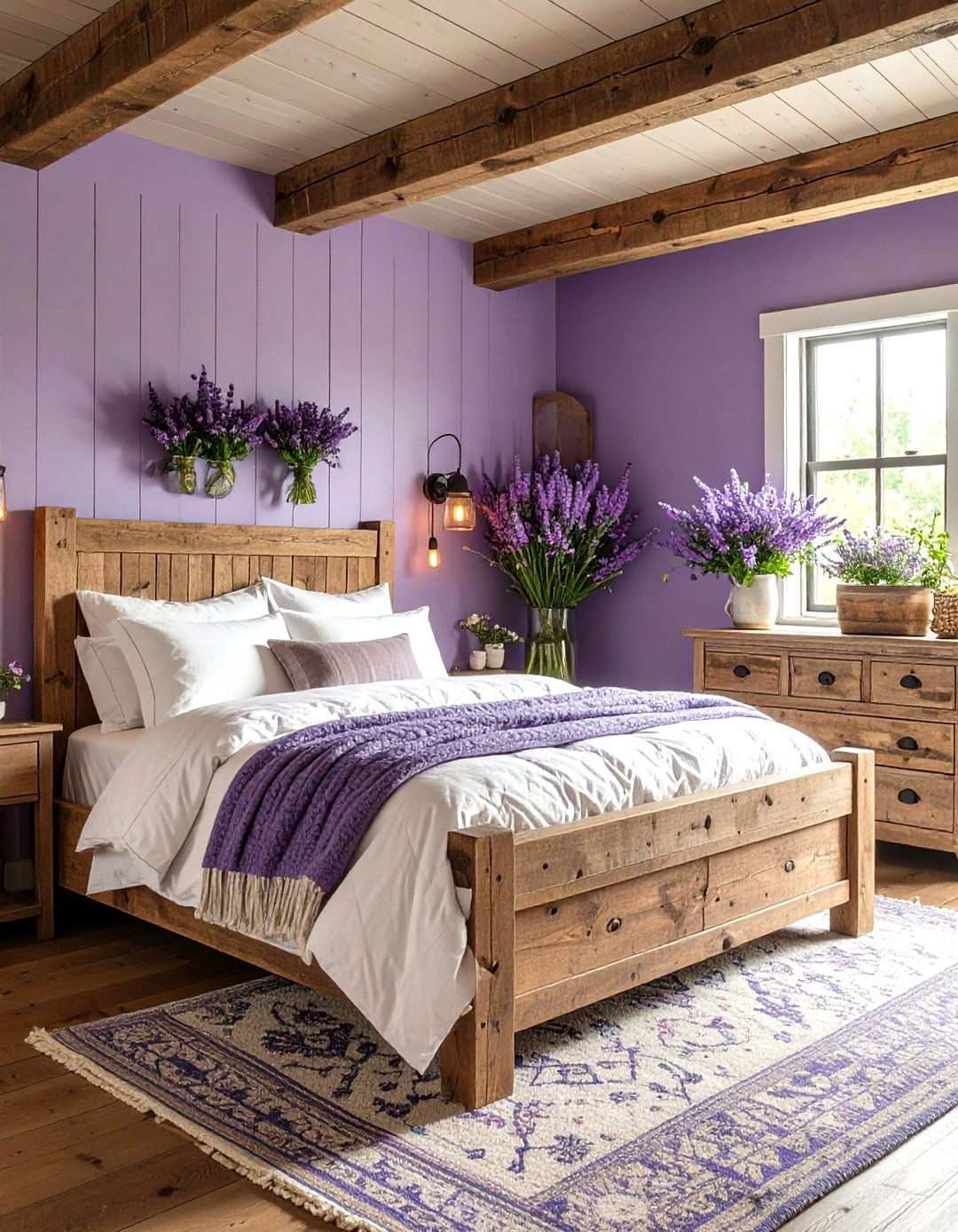 Thistle Purple Farmhouse Bedroom - 24 Purple Bedroom Ideas