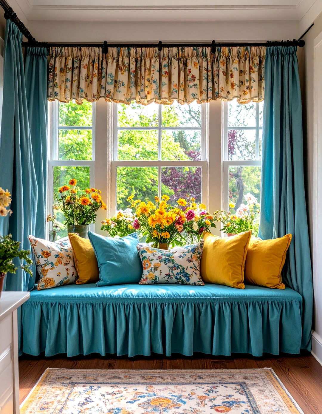 Tiered Cafe Curtains with Coordinating Valance - 24 Window Treatments Ideas