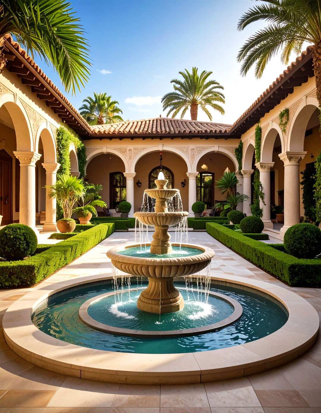 Tiered Fountain Water Feature Centerpiece - 24 Italian Garden Design Ideas