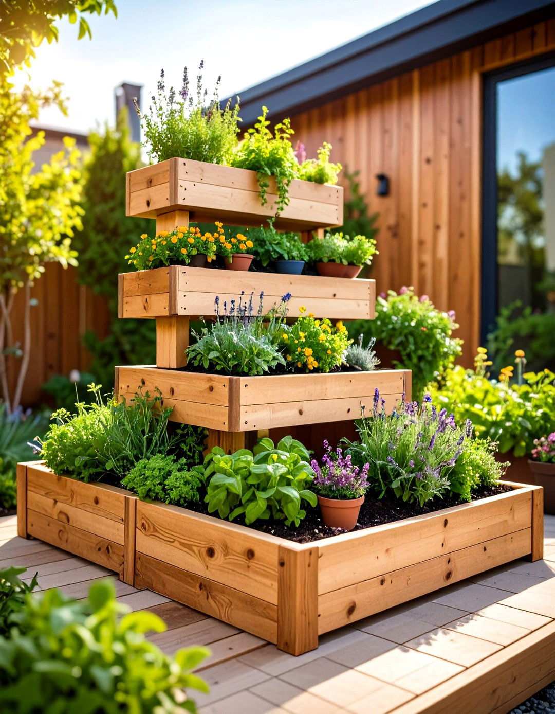 Tiered Garden Bed Herb Arrangement - 24 Herb Garden Ideas