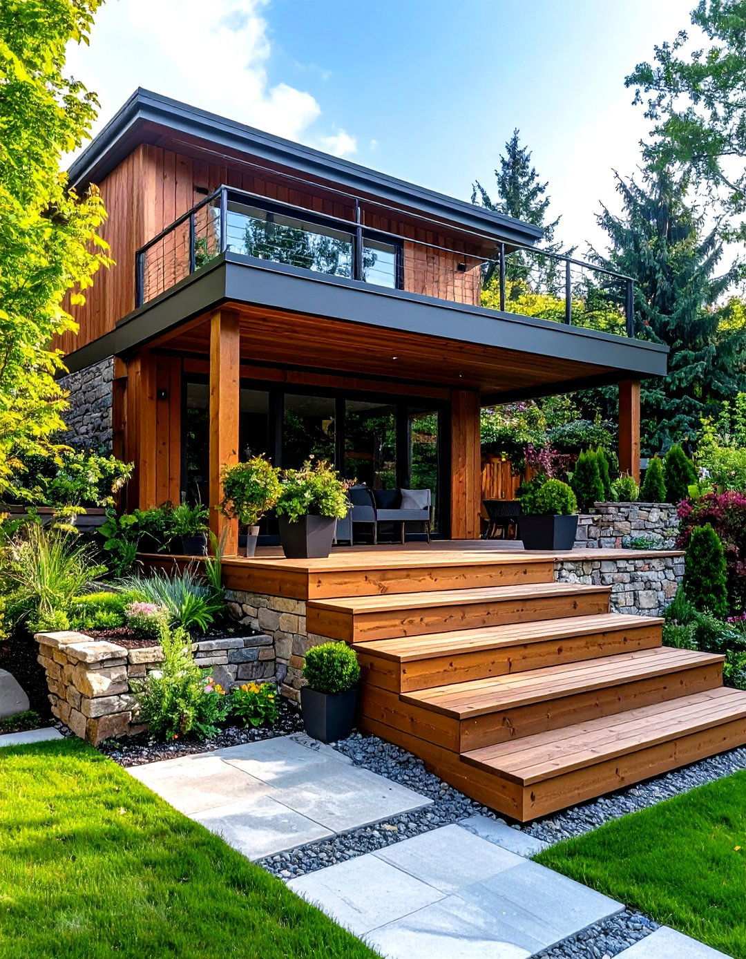 Tiered Garden Deck Complex - 24 Large Deck Ideas