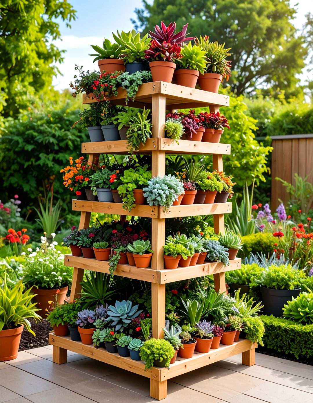 Tiered Garden Tower Arrangements - 24 Outdoor Succulent Container Ideas