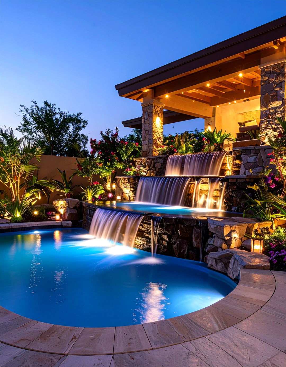 Tiered Water Feature Cascade - 24 Hardscape Ideas