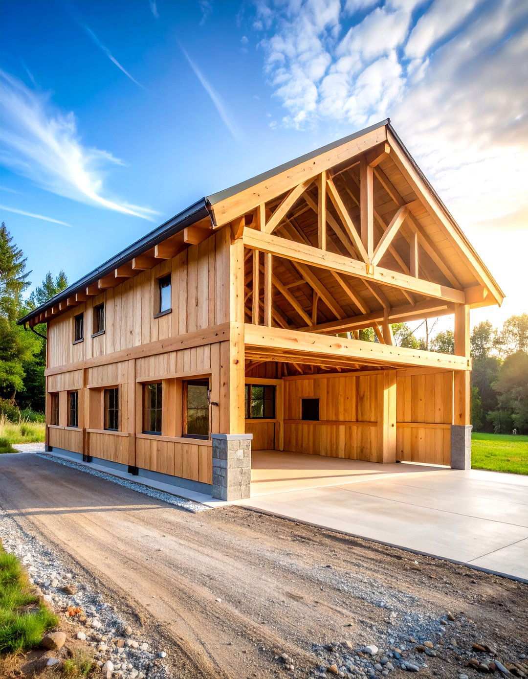 Timber Frame Construction Garage - 24 Rustic Garage Ideas