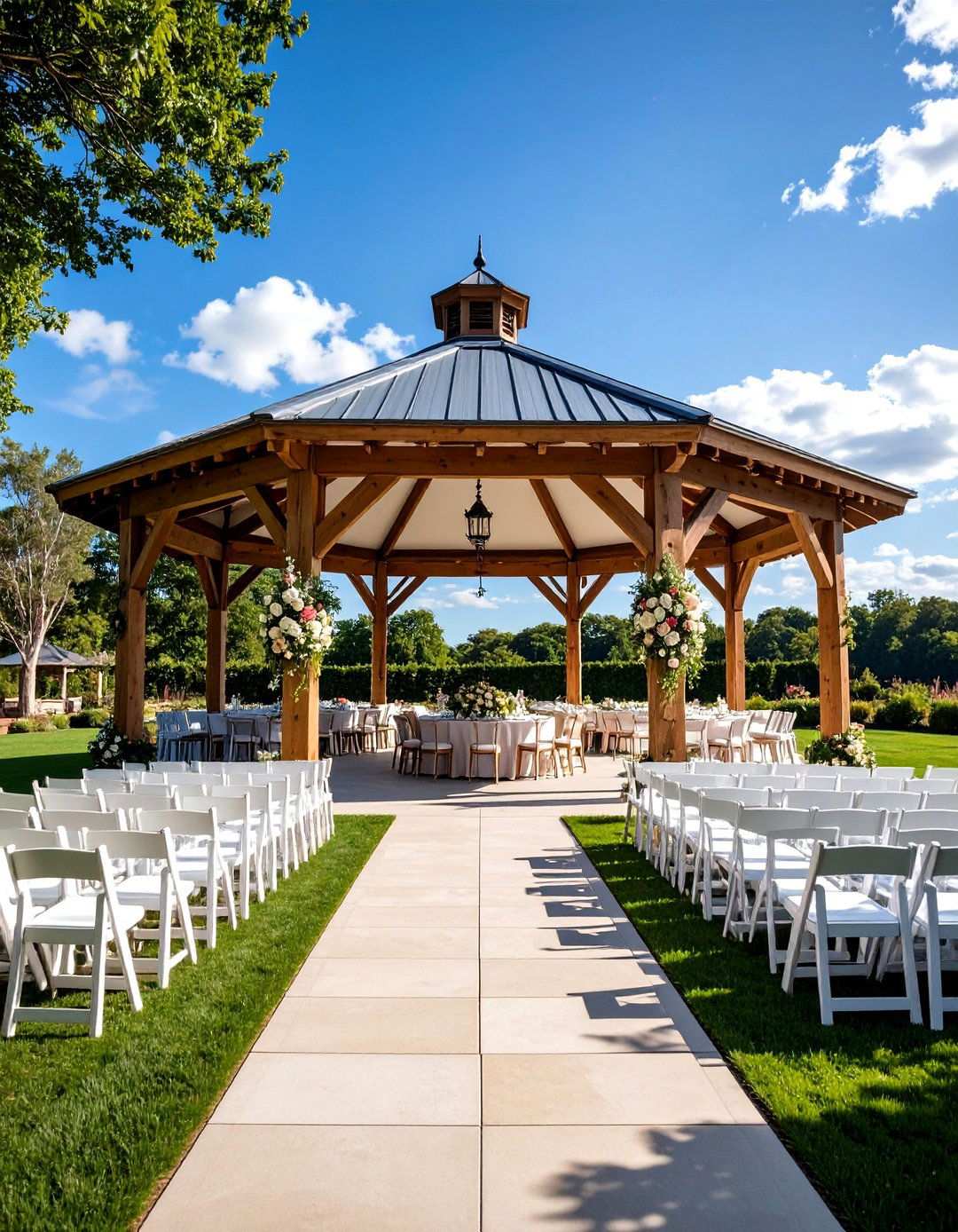 Timber Frame Kingston Pavilion with King Post Design - 24 Outdoor Pavilion Ideas