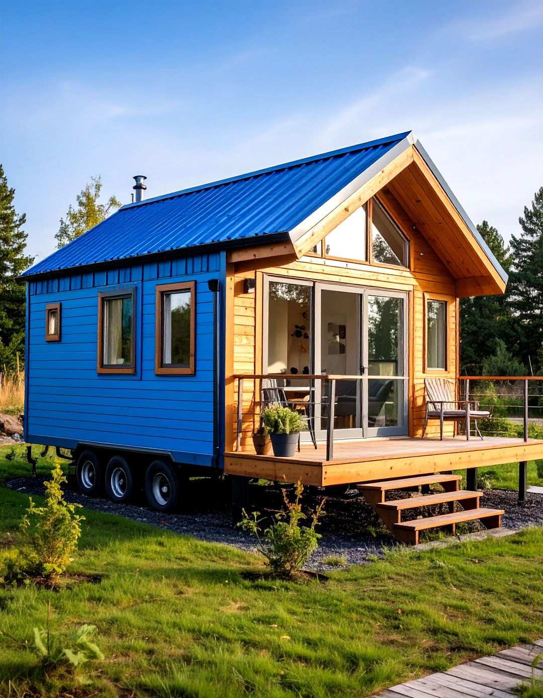 Tiny House Movement - 24 houses with blue metal roofs