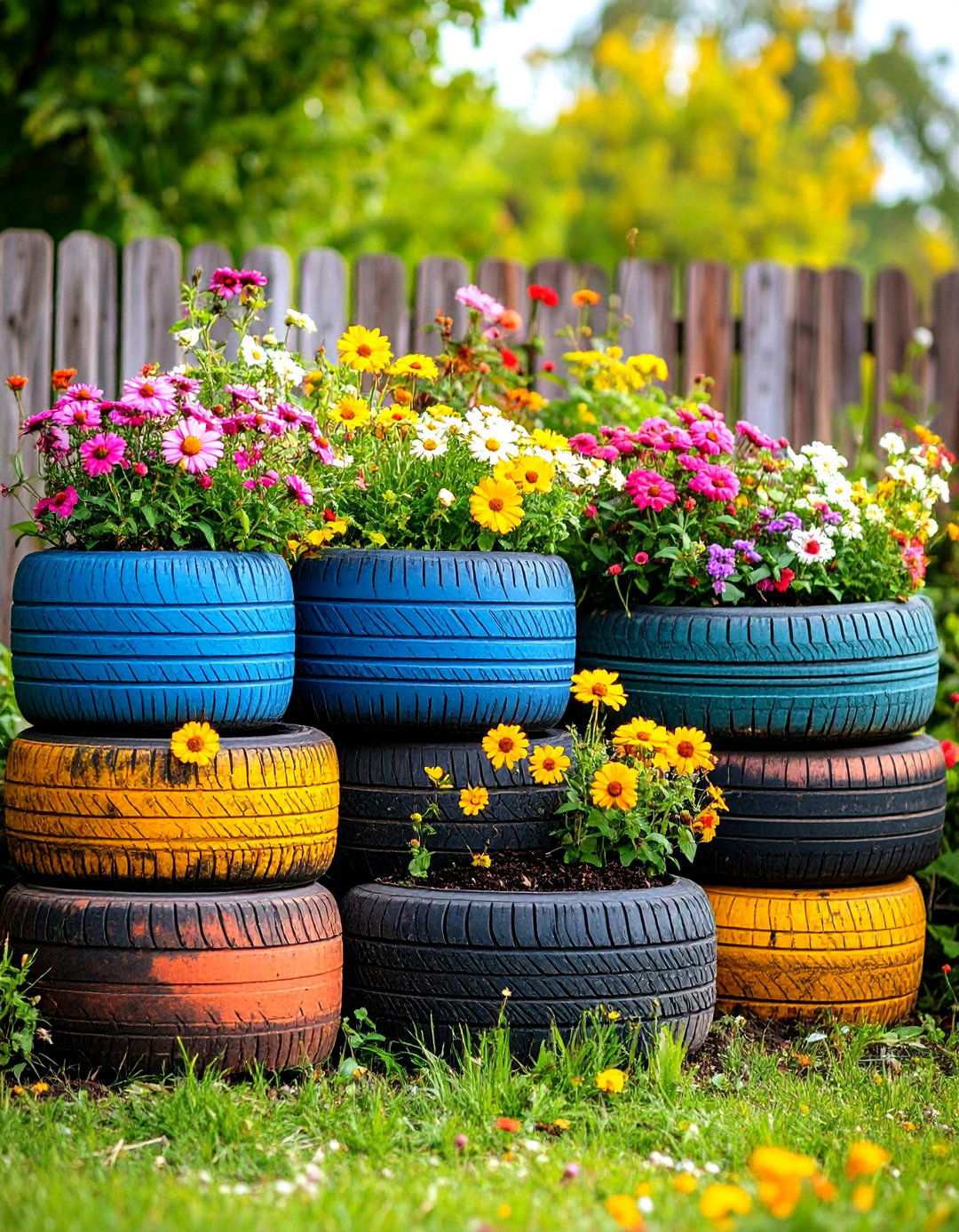 Tire Planter Beds - 24 Inexpensive Raised Garden Bed Ideas