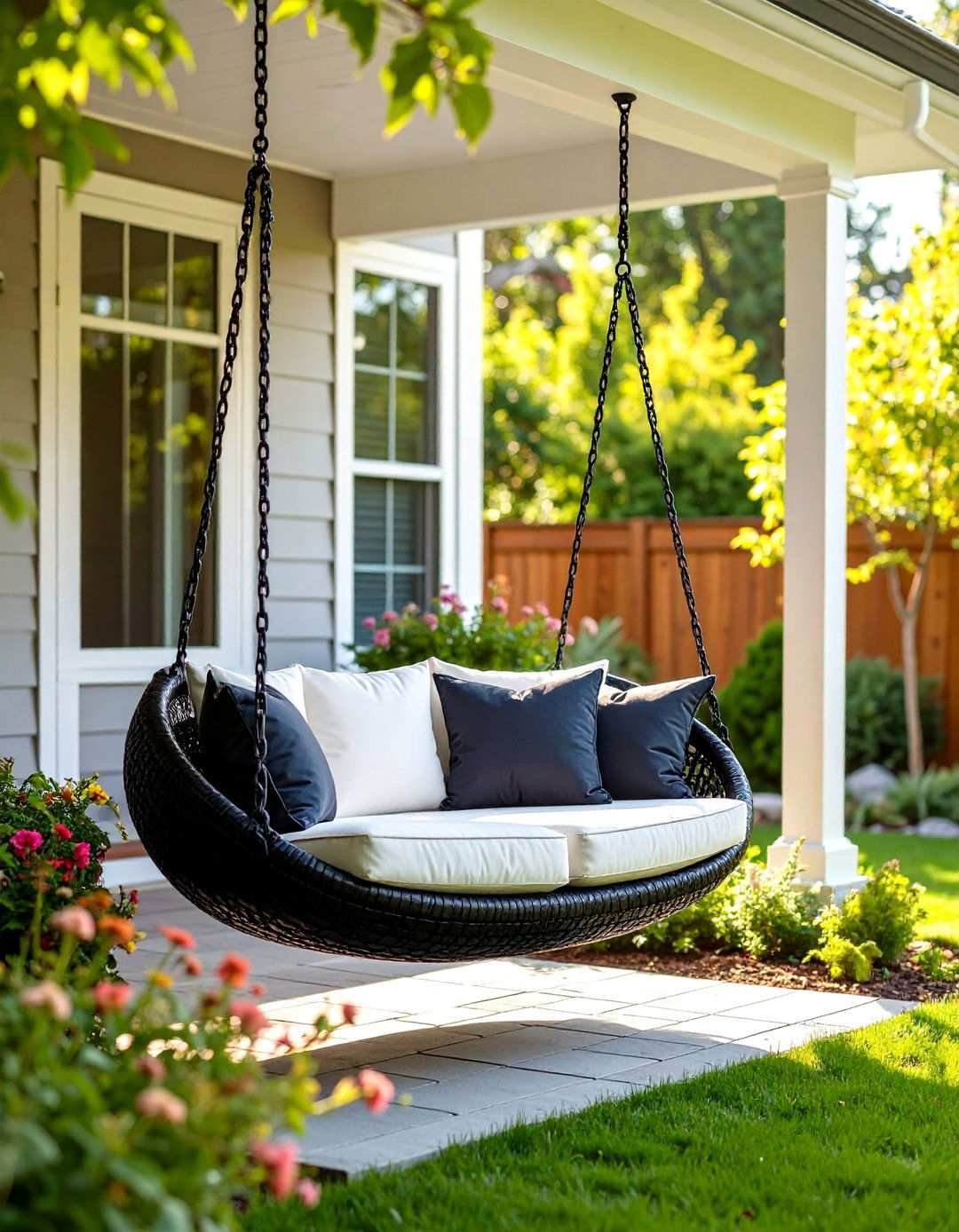 Tire Swing with Cushioned Seating - 24 Tire Swing Ideas