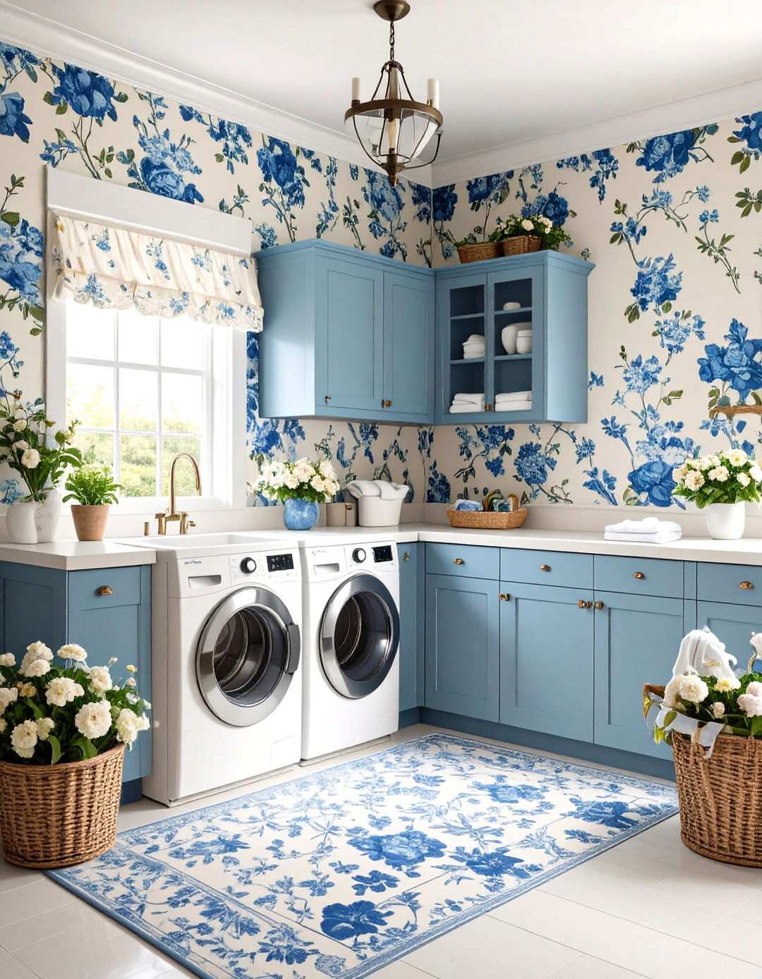 Toile Country Scenes - 24 Laundry Room Wallpaper Ideas